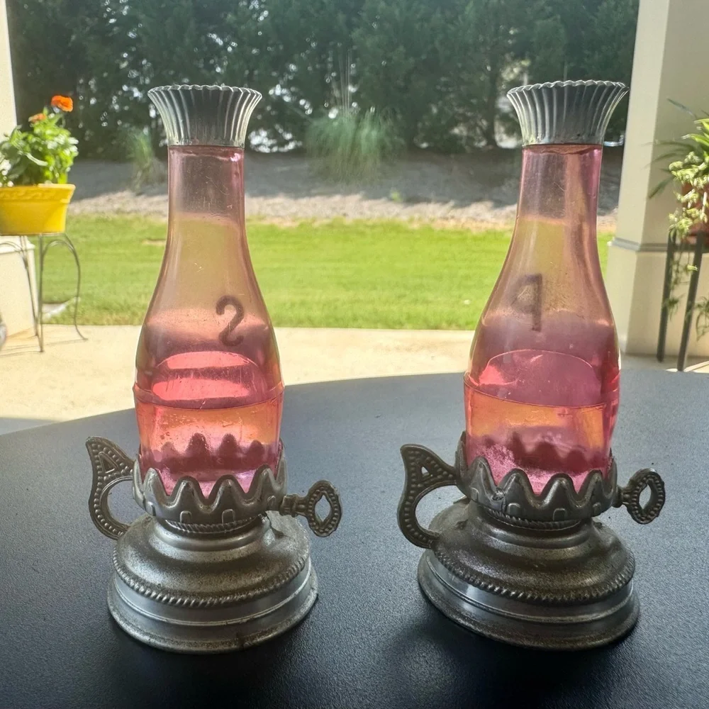 Vintage California Salt & Pepper Shakers Plastic Oil Lamp Lantern Base